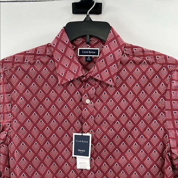 Club Room Men's Stretch LS Button Down Shirt - Red/Black - Medium - NWT - Picture 1 of 6